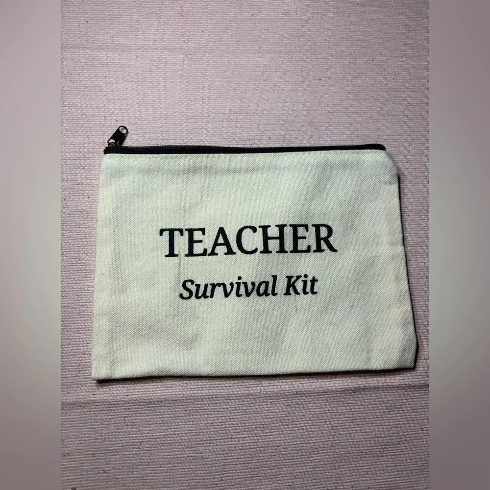 New! Teacher Survival Kit Canvas Pouch Pencil Bag See Pics For Size
